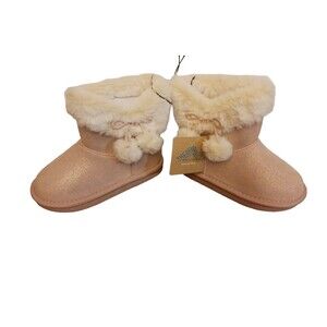 NIB ThereAbouts Toddler Girls Lil Willa Flat Winter Boots Sz 5M Lt. Pink Glitter